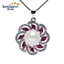 925 Silver Unique Pearl Pendant 9-10mm AAA Button Freshwater Pearl Pendant Necklace